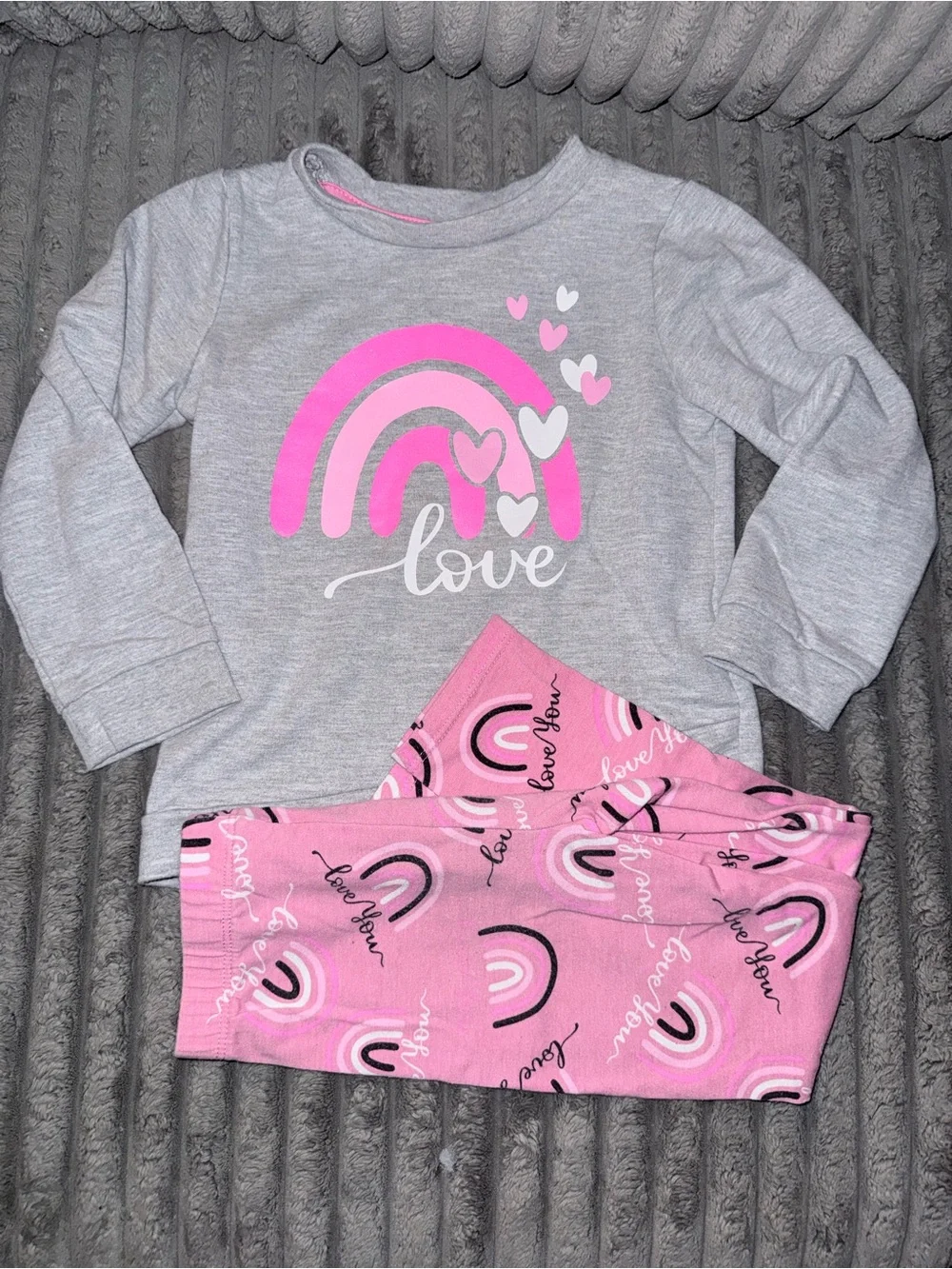 Girls Gray Top & Pink Rainbow 'Love' bundle